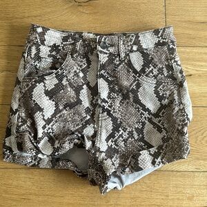 Snakeskin high waisted shorts